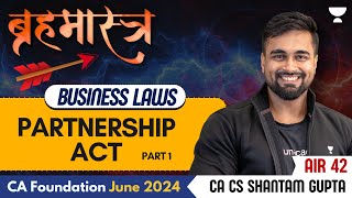 Partnership Act  Part 1  Business Law  CA Foundation June 24  CA CS Shantam Gupta [upl. by Cudlip537]