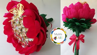 SŁODKI BUKIET Z CUKIERKÓW 🌺 DIY 🌸 KWIAT Z BIBUŁY 🌸 SŁODKIE KWIATY Z BIBUŁY [upl. by Tnilf122]