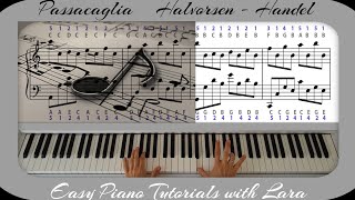 Passacaglia HandelHalvorsen  Easy Slow Piano Tutorial [upl. by Ahsiekram]