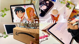 Day in my life 🌥🎨  working on commissions amazon unboxing  sketching [upl. by Margarette]