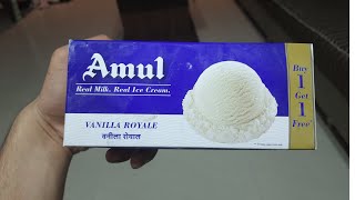 अमूल वेनीला आइसक्रीम 1 पर 1 फ्री Amul vanilla plane ice cream full reviw price net weight and taste [upl. by Atile]