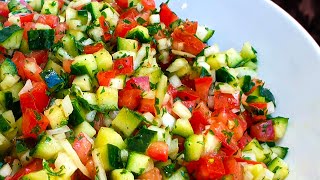 Salade de Tomates et Concombres  Recette Israélienne [upl. by Eslud845]