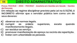 6 DIREITO ADMINISTRATIVO  FIOCRUZ  2024  Analista em Gestão em Saúde  Gestão de Pessoas [upl. by Candida]