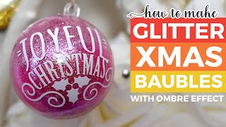 How to Make Glitter Ornaments with HAIRSPRAY  Cricut Glitter Bauble Tutorial [upl. by Rana]