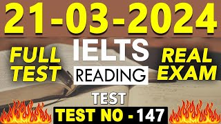 IELTS Reading Test 2024 with Answers  21032024  TEST NO  147 [upl. by Ahseekal162]