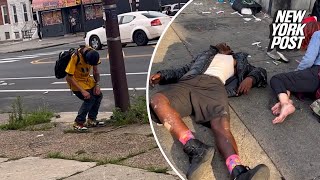 Shocking video shows zombielike addicts at ‘ground zero’ of Philadelphia’s ‘tranq’ epidemic [upl. by Neysa279]