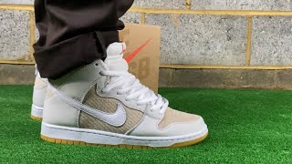 Close look  Nike Dunk SB high unbleached  on feet Interesting materials 🔥 [upl. by Anert129]