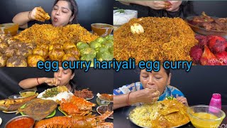 Asmr Eating 🔥50 egg curry with soya chunk biryani egg kala bhuna bihari egg curry hariyali [upl. by Saree116]