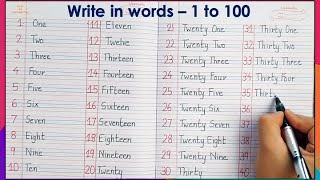 Write number names 1 to 100 in words  one to hundred spelling in English write spelling 1 to 100 [upl. by Laira]