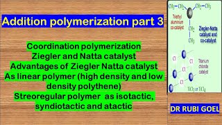 Coordination polymerization  Ziegler and Natta catalyst  mechanism of ziegler natta catalyst [upl. by Gnah854]