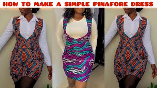 How to cut and sew a Simple Pinafore Dress  Very Detailed [upl. by Nazario]