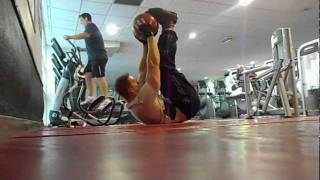 Abdominal Crunches with leg raise Medicine Ball Bodybuilding Training [upl. by Medea]