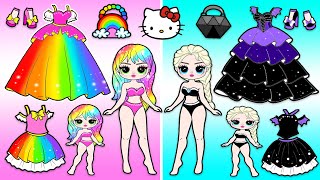 Rainbow VS Black 🌈 Mother amp Daughter Barbie Transformation Handmade  DIY Arts amp Paper Crafts [upl. by Llertnek937]