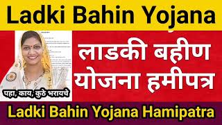 Ladki Bahin Yojana Hamipatra  लाडकी बहीण योजना हमीपत्र  पहा काय कुठे भरायचे  नवीन माहिती [upl. by Mcmahon471]