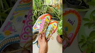 DIY Navratri Shoes😱 crafteraditi navratri diyshoes handmade meeshomegablockbustersale shorts [upl. by Eeneg]