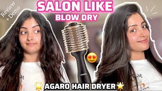 SALON like BLOW DRY at home Tried the Viral AGARO Hair Volumizer Dryer  Review  Demo✨ [upl. by The338]