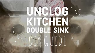 How to UNCLOG a kitchen DOUBLE SINK with Garbage Disposal EASY and CHEAP NO HARSH CHEMICALS NEEDED [upl. by Ortrude791]