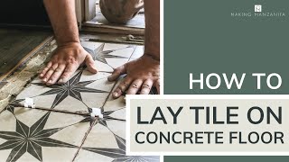 How To Lay Tile On Concrete Floor  Large Format Tile Installation in Entryway [upl. by Eimam188]