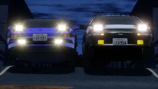 AE86 vs SW20 Flashback Battle  Initial D  Blender [upl. by Acinomed644]