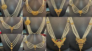 Gold pearl long necklace designs with priceLong pearl necklace designsPearl long chain designs [upl. by Eecats]