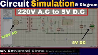 How to convert 220V AC to 5V DC on proteous simulation  Electronics Globe [upl. by Yak]