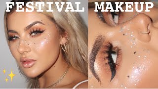 FESTIVAL MAKEUP TUTORIAL  GLITTER FRECKLES  JAMIE GENEVIEVE [upl. by Vic]