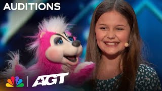 12yearold ventriloquist Brynn Cummings follows in Darci Lynnes footsteps  Auditions  AGT 2023 [upl. by Sager]