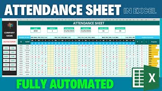 Create fully automated attendance sheet in Excel  Excel Tutorial [upl. by Shurwood]