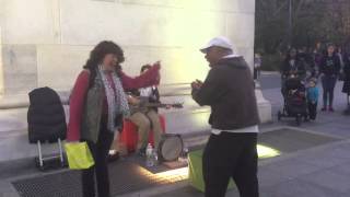 Woman Randomly Walks Off the Street to Join Street Musicians [upl. by Tillfourd658]