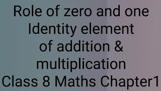 Role of zero and one  Identity element of addition amp multiplication Class 8 Maths Chapter 1 [upl. by Preciosa]