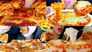 best cheesy lasagna big bites mukbang compilation pt1 [upl. by Essyla505]