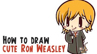 How to Draw Cute Ron Weasley and Scabbers Harry Potter CutieChibi Collection [upl. by Sidney]