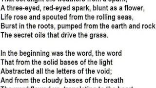 quotIn The Beginningquot by Dylan Thomas read by Tom OBedlam [upl. by Gonsalve]