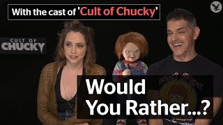 Cult of Chucky cast play a game of quotWould You Ratherquot [upl. by Sumahs]