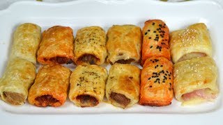 Hojaldres salados rellenos ¡6 ideas fáciles rápidas y deliciosas de aperitivo [upl. by Laden]