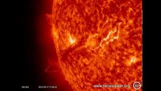 NASA images of a filament eruption with CME March 17th 2013  Solar flare  Video Vax [upl. by Ailongam]