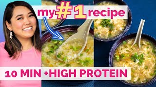 THE BEST Egg Drop Soup Recipe High PROTEIN SUPER EASY [upl. by Tella]