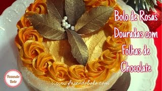 Bolo de Gratidão Rosas Douradas  Bolo de Natal fzbl [upl. by Ocko156]