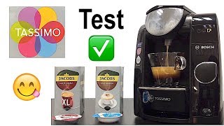 Test Tassimo Joy TAS450203  Kaffee Crema  Cappuccino [upl. by Kletter]