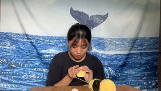 Instructions for knitting a yellow cotton dolphin part 1 [upl. by Oballa881]