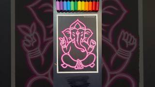 Ganpati bappa with Neon Technique 🥰✨🎨 shorts ganpatibappa ganeshutsav morya drawing ganesha [upl. by Gertrudis]