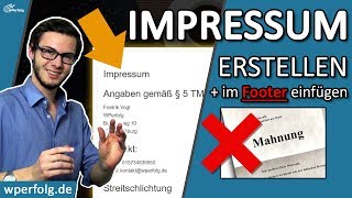 ᐅ Impressum erstellen amp ABMAHNUNG vermeiden ✅ Für WordPress Blog ✅ Impressum im FOOTER einfügen [upl. by Enileuqaj]