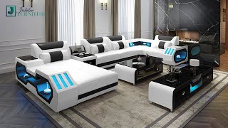 Omont Modern Leather Sectional with Console  Futuristic Furniture  Jubilee Furniture [upl. by Skippy]