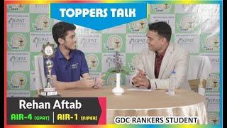 Rehan Aftab HamdulayGPAT2022 AIR 4 NIPER2022 AIR1  GDC Rankers Student  Toppers Talk [upl. by Aneger319]