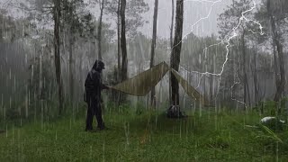 LONG SUPER HEAVY RAIN in 2 DAY NONSTOP • Solo Camping RAIN STORM amp THUNDERSTORM ALL NIGHT • ASMR [upl. by Iznek]