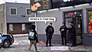 REACHING HAND IN BAG PRANK IN FRONT OF THE POLICE GOES WRONG [upl. by Hebbe]