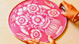 5 minutes rangoli design with stencil  Festival rangoli for beginners Diwali special New rangoli [upl. by Ahsineb992]