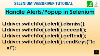 Handling JavaScript Alerts and Popup in Selenium WebDriver 17 [upl. by Hoj]