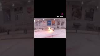 Zamboni Caught On Fire Melting Ice in Hockey Rink [upl. by Morly]