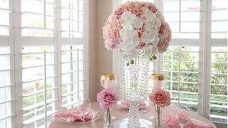 DIY Dollar Tree Crystal Garland Chandelier Wedding Centerpiece [upl. by Pettiford864]